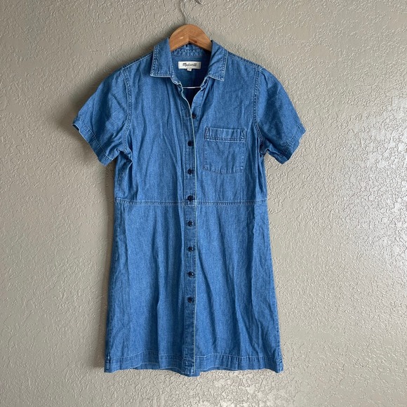 Madewell Denim Waisted Shirtdress in Penview Wash Medium - Picture 3 of 7